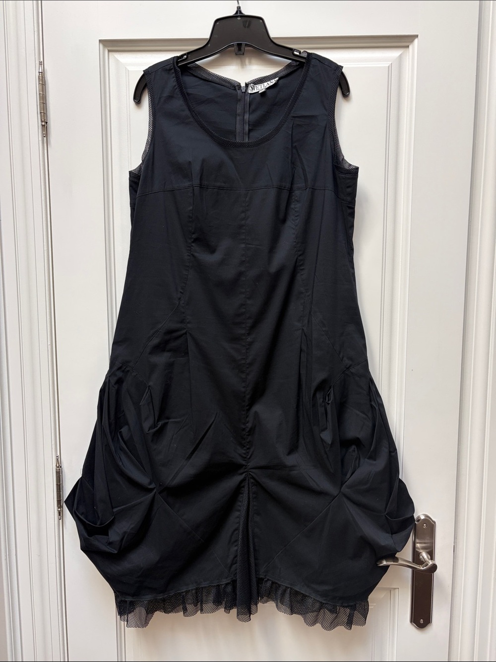 Svetlana Black Sleeveless Bubble-Hem Midi Dress